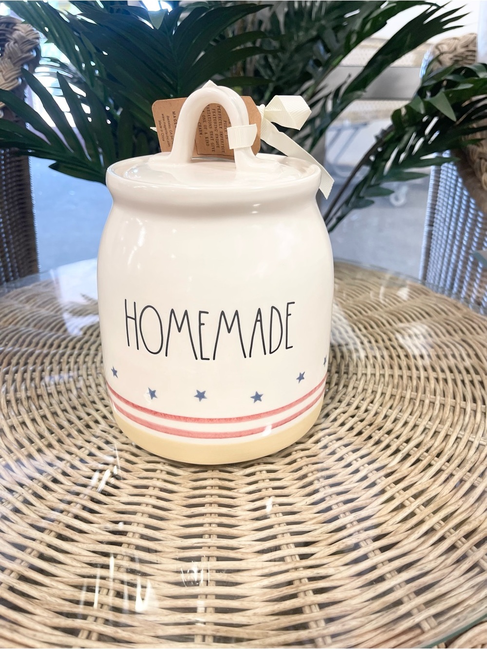 Rae Dunn “Homemade” Canister with Red Stripes & Blue Stars